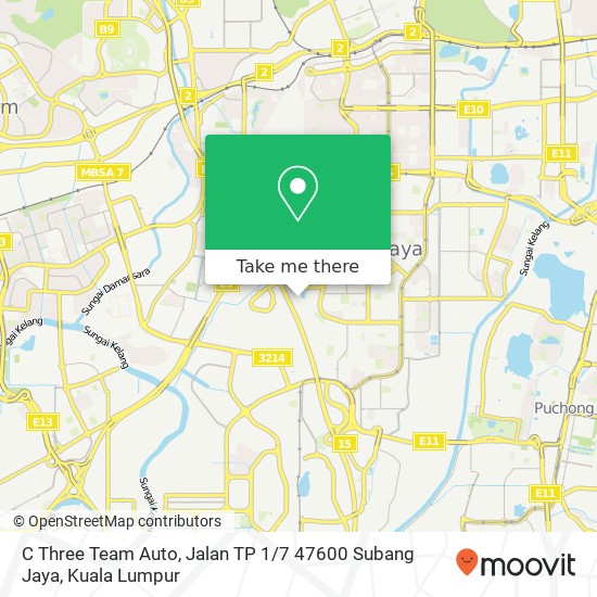 C Three Team Auto, Jalan TP 1 / 7 47600 Subang Jaya map