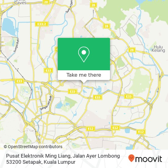 Peta Pusat Elektronik Ming Liang, Jalan Ayer Lombong 53200 Setapak