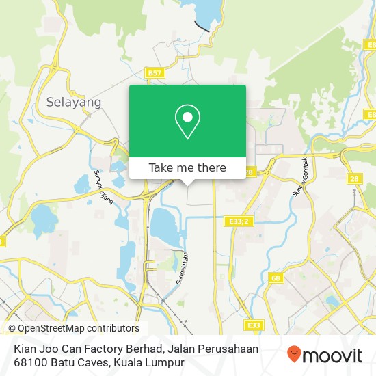 Peta Kian Joo Can Factory Berhad, Jalan Perusahaan 68100 Batu Caves