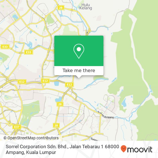 Sorrel Corporation Sdn. Bhd., Jalan Tebarau 1 68000 Ampang map