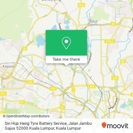 Sin Hup Heng Tyre Battery Service, Jalan Jambu Gajus 52000 Kuala Lumpur map