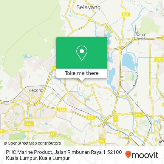 Peta PHC Marine Product, Jalan Rimbunan Raya 1 52100 Kuala Lumpur