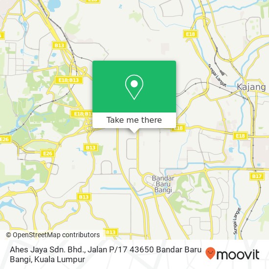 Ahes Jaya Sdn. Bhd., Jalan P / 17 43650 Bandar Baru Bangi map