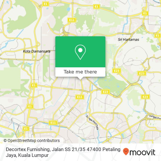 Peta Decortex Furnishing, Jalan SS 21 / 35 47400 Petaling Jaya