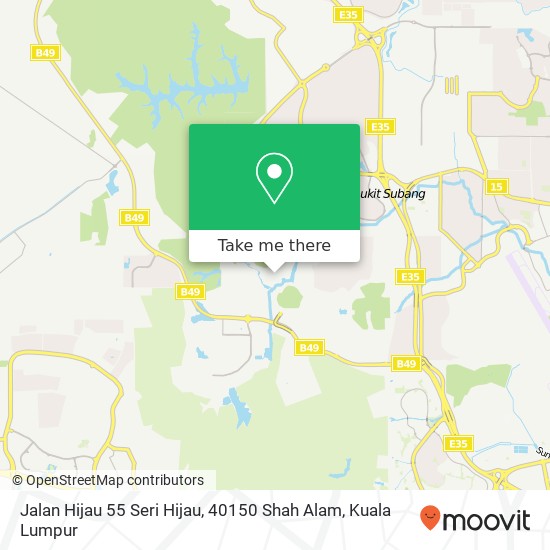 Peta Jalan Hijau 55 Seri Hijau, 40150 Shah Alam