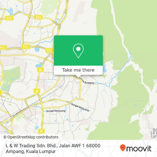 L & W Trading Sdn. Bhd., Jalan AWF 1 68000 Ampang map