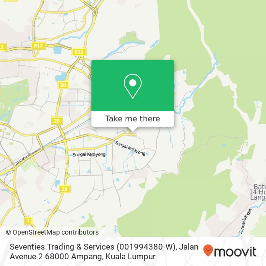 Peta Seventies Trading & Services (001994380-W), Jalan Avenue 2 68000 Ampang