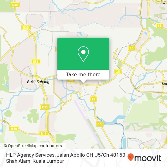 HLP Agency Services, Jalan Apollo CH U5 / Ch 40150 Shah Alam map