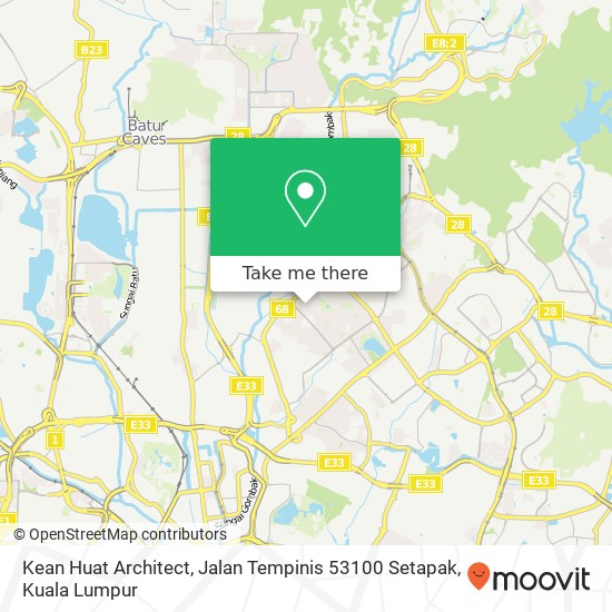 Peta Kean Huat Architect, Jalan Tempinis 53100 Setapak