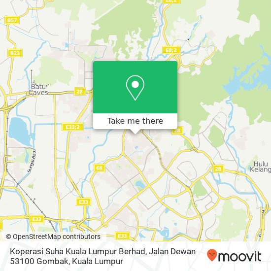 Peta Koperasi Suha Kuala Lumpur Berhad, Jalan Dewan 53100 Gombak