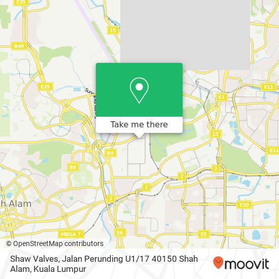 Peta Shaw Valves, Jalan Perunding U1 / 17 40150 Shah Alam