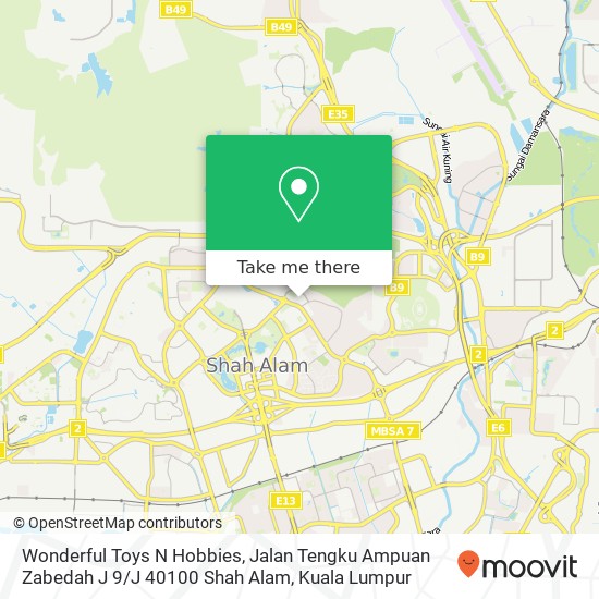 Wonderful Toys N Hobbies, Jalan Tengku Ampuan Zabedah J 9 / J 40100 Shah Alam map