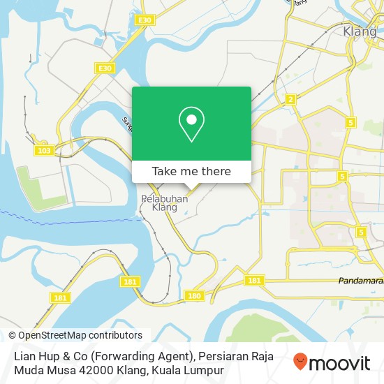 Peta Lian Hup & Co (Forwarding Agent), Persiaran Raja Muda Musa 42000 Klang