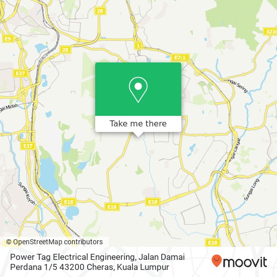 Power Tag Electrical Engineering, Jalan Damai Perdana 1 / 5 43200 Cheras map