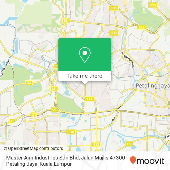 Peta Master Aim Industries Sdn Bhd, Jalan Majlis 47300 Petaling Jaya