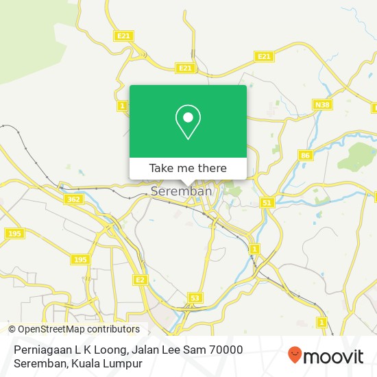 Peta Perniagaan L K Loong, Jalan Lee Sam 70000 Seremban