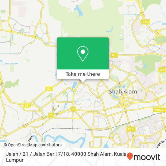 Jalan / 21 / Jalan Beril 7 / 18, 40000 Shah Alam map