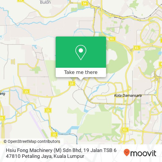 Peta Hsiu Fong Machinery (M) Sdn Bhd, 19 Jalan TSB 6 47810 Petaling Jaya