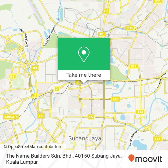 Peta The Name Builders Sdn. Bhd., 40150 Subang Jaya