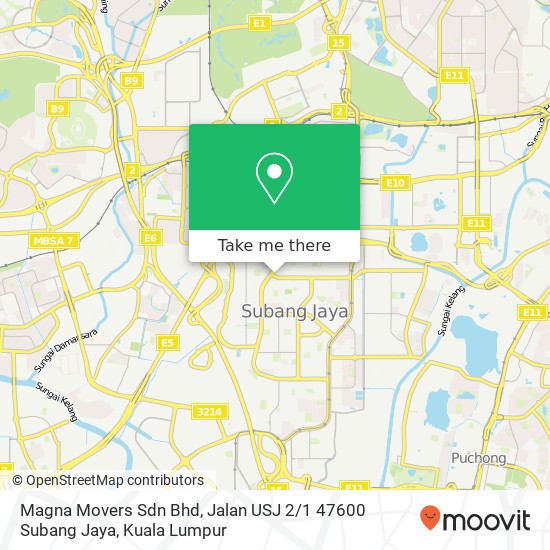 Peta Magna Movers Sdn Bhd, Jalan USJ 2 / 1 47600 Subang Jaya