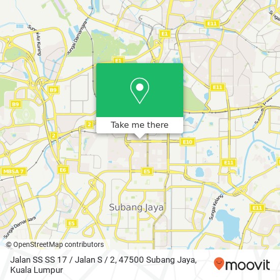 Jalan SS SS 17 / Jalan S / 2, 47500 Subang Jaya map