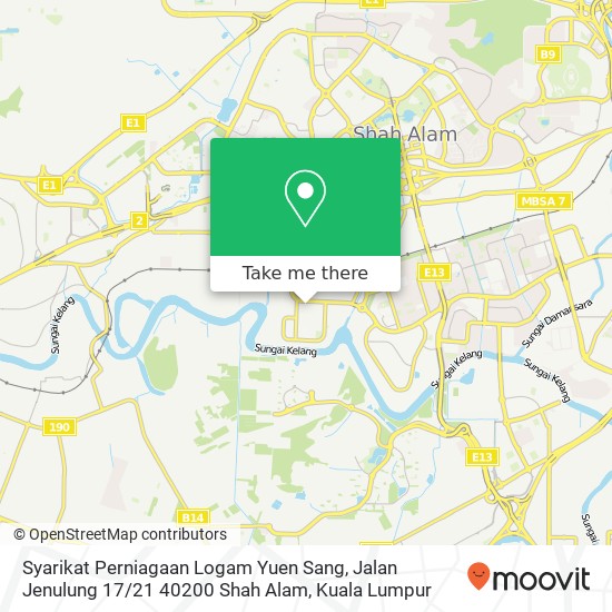 Syarikat Perniagaan Logam Yuen Sang, Jalan Jenulung 17 / 21 40200 Shah Alam map