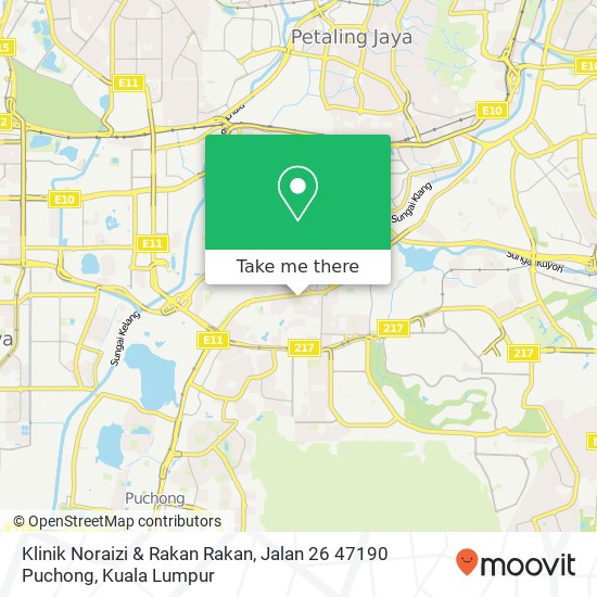 Peta Klinik Noraizi & Rakan Rakan, Jalan 26 47190 Puchong