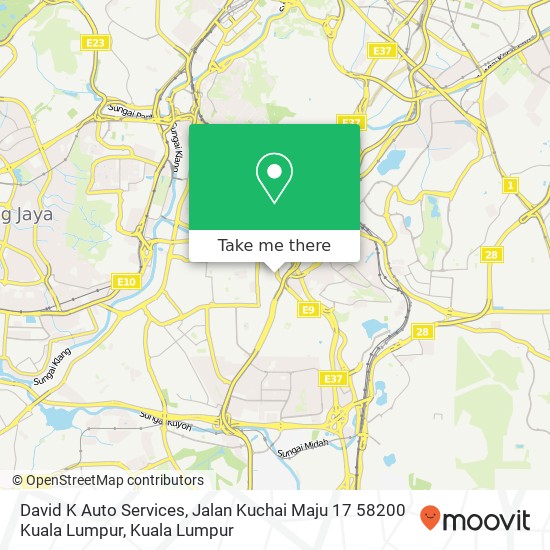Peta David K Auto Services, Jalan Kuchai Maju 17 58200 Kuala Lumpur