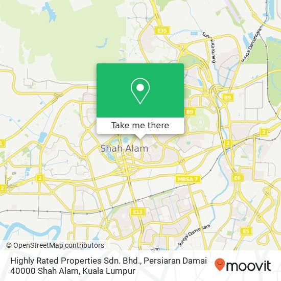 Highly Rated Properties Sdn. Bhd., Persiaran Damai 40000 Shah Alam map
