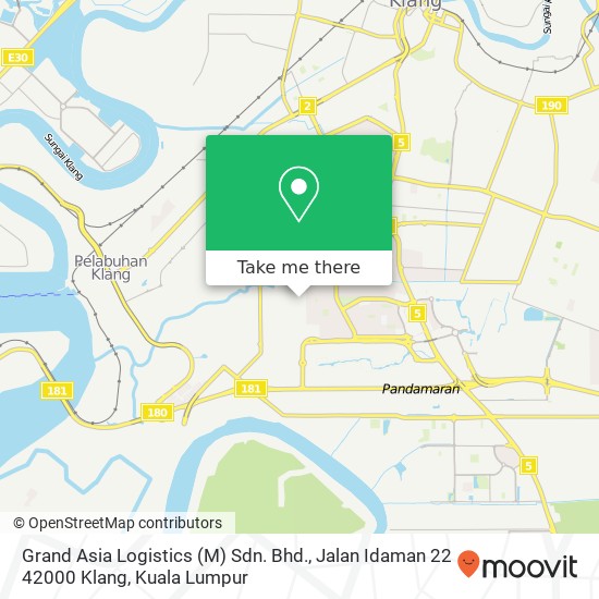 Peta Grand Asia Logistics (M) Sdn. Bhd., Jalan Idaman 22 42000 Klang