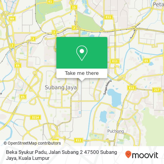 Peta Beka Syukur Padu, Jalan Subang 2 47500 Subang Jaya