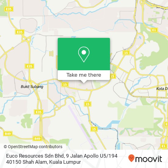 Peta Euco Resources Sdn Bhd, 9 Jalan Apollo U5 / 194 40150 Shah Alam