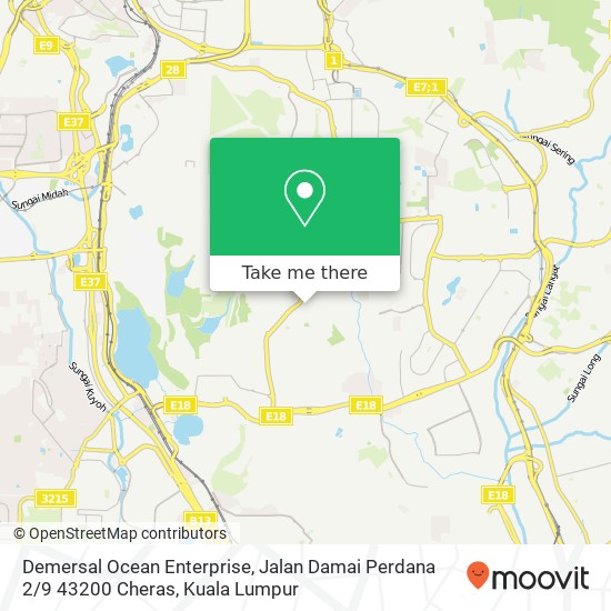 Peta Demersal Ocean Enterprise, Jalan Damai Perdana 2 / 9 43200 Cheras