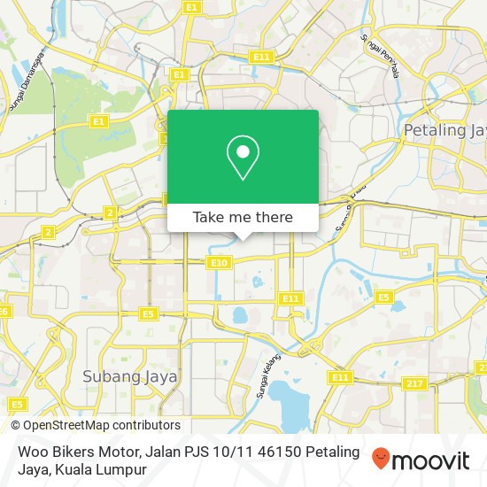 Peta Woo Bikers Motor, Jalan PJS 10 / 11 46150 Petaling Jaya