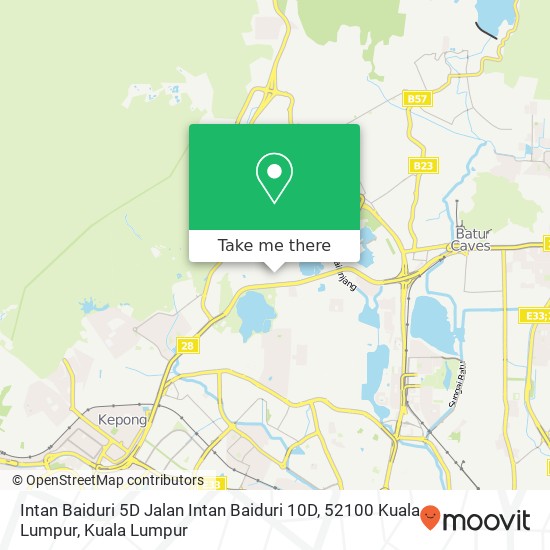 Peta Intan Baiduri 5D Jalan Intan Baiduri 10D, 52100 Kuala Lumpur