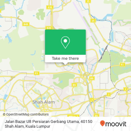 Peta Jalan Bazar U8 Persiaran Gerbang Utama, 40150 Shah Alam