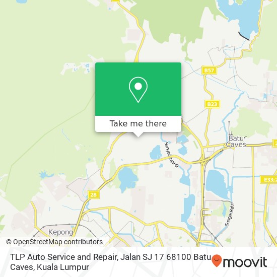 Peta TLP Auto Service and Repair, Jalan SJ 17 68100 Batu Caves