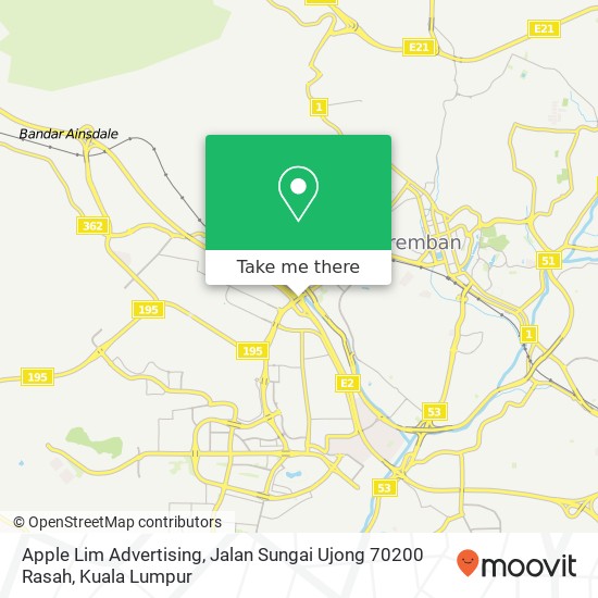 Peta Apple Lim Advertising, Jalan Sungai Ujong 70200 Rasah
