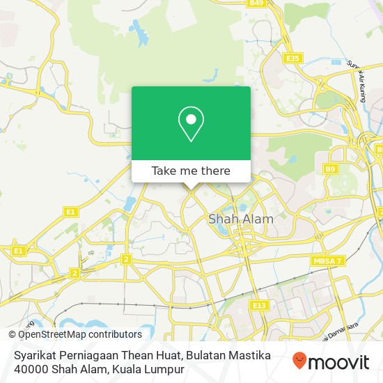 Peta Syarikat Perniagaan Thean Huat, Bulatan Mastika 40000 Shah Alam
