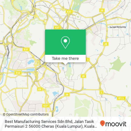 Peta Best Manufacturing Services Sdn Bhd, Jalan Tasik Permaisuri 2 56000 Cheras (Kuala Lumpur)