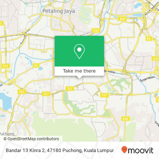 Peta Bandar 13 Kinra 2, 47180 Puchong