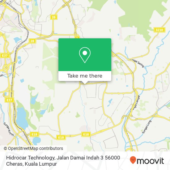 Peta Hidrocar Technology, Jalan Damai Indah 3 56000 Cheras