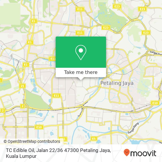 Peta TC Edible Oil, Jalan 22 / 36 47300 Petaling Jaya