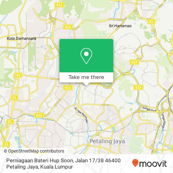 Peta Perniagaan Bateri Hup Soon, Jalan 17 / 38 46400 Petaling Jaya