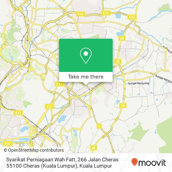 Peta Syarikat Perniagaan Wah Fatt, 266 Jalan Cheras 55100 Cheras (Kuala Lumpur)
