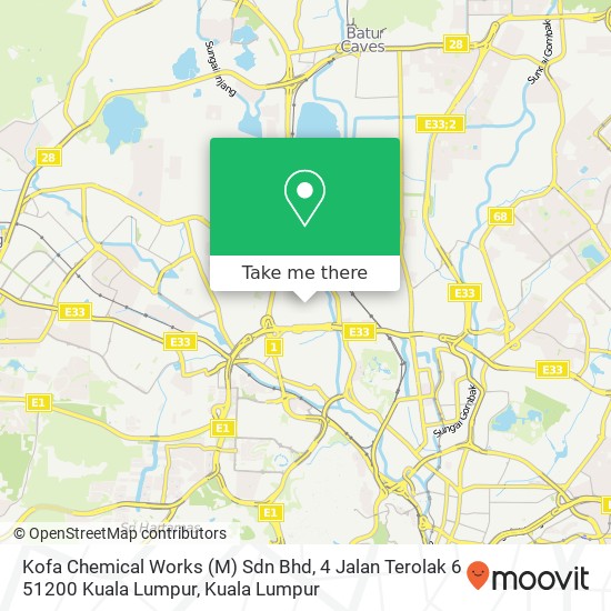 Peta Kofa Chemical Works (M) Sdn Bhd, 4 Jalan Terolak 6 51200 Kuala Lumpur