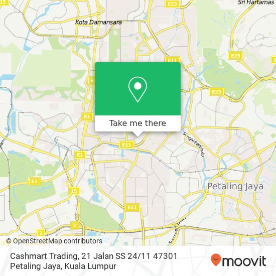 Peta Cashmart Trading, 21 Jalan SS 24 / 11 47301 Petaling Jaya