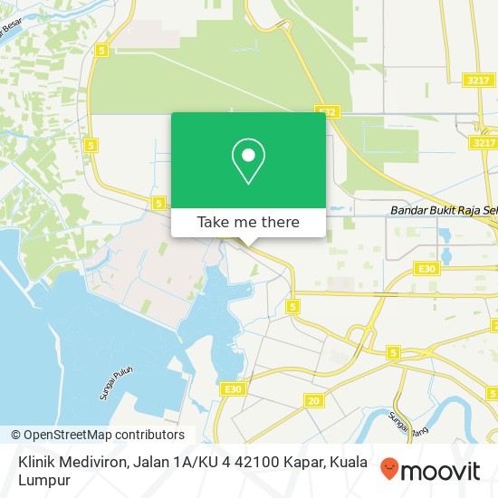 Peta Klinik Mediviron, Jalan 1A / KU 4 42100 Kapar