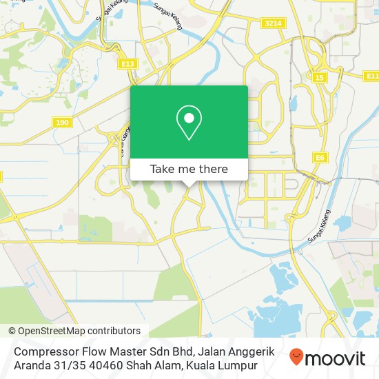 Peta Compressor Flow Master Sdn Bhd, Jalan Anggerik Aranda 31 / 35 40460 Shah Alam