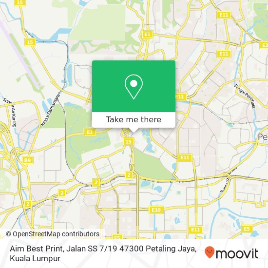 Aim Best Print, Jalan SS 7 / 19 47300 Petaling Jaya map